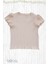 Fitilli Çocuk T-Shirt, Açık Kahve Tonunda Pamuklu Compact Kumaş 1
