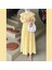 Pelerin Yaka Broderie Detaylı Elbise - Sarı -Butter Yellow 5