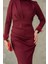 Rua Tüy ve Drape Detaylı Abiye-Bordo 2