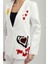 Nakışlı Beyaz Blazer Ceket 5