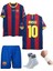 Barcelona Lonel Messi 2011 Sezon Retro Bordo Çocuk Alt Üst Takımı T-Shrt 4 Parça 3