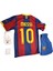 Barcelona Lonel Messi 2011 Sezon Retro Bordo Çocuk Alt Üst Takımı T-Shrt 4 Parça 4