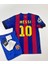 Barcelona Lonel Messi 2011 Sezon Retro Bordo Çocuk Alt Üst Takımı T-Shrt 4 Parça 5