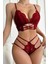 Kadın Bordo Dantel Cut-Out Detaylı Şık Sütyen ve Külot Takımı 5