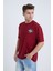Erkek Oversize Baskılı T-Shirt Bordo Vintage Label 5