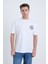 Erkek Oversize Baskılı T-Shirt Beyaz Vintage Logo 3