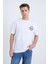 Erkek Oversize Baskılı T-Shirt Beyaz Vintage Logo 4