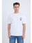 Erkek Oversize Baskılı T-Shirt Beyaz Campfire 1