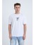 Erkek Oversize Baskılı T-Shirt Beyaz Team 1