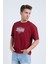 Erkek Oversize Baskılı T-Shirt Bordo California 3