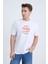 Erkek Oversize Baskılı T-Shirt Beyaz 1950 1