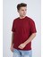 Erkek Oversize Basic T-Shirt Bordo 3