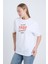 Kadın Oversize Baskılı T-Shirt Beyaz 1950 4