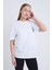 Kadın Oversize Baskılı T-Shirt Beyaz Campfire 2