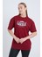 Kadın Oversize Baskılı T-Shirt Bordo Garage 2