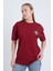 Kadın Oversize Baskılı T-Shirt Bordo Vintage Label 1