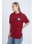 Kadın Oversize Baskılı T-Shirt Bordo Vintage Label 3