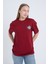 Kadın Oversize Baskılı T-Shirt Bordo Vintage Label 5