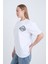 Kadın Oversize Baskılı T-Shirt Beyaz Vintage Logo 3