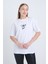 Kadın Oversize Baskılı T-Shirt Beyaz Team 1