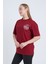 Kadın Oversize Baskılı T-Shirt Bordo Vintage 2