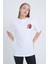 Kadın Oversize Baskılı T-Shirt Beyaz Football Helmet 3
