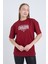 Kadın Oversize Baskılı T-Shirt Bordo California 4