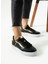 Flexicharm Kadin Hakiki Deri Bagcikli Siyah Rose Gold Sneaker 1