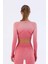 SlimFit Kadın Bisiklet Yaka Uzun Kol Gül Rengi Crop Top 816020 2