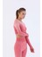 SlimFit Kadın Bisiklet Yaka Uzun Kol Gül Rengi Crop Top 816020 3