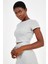 SlimFit Kadın Bisiklet Yaka Kısa Kol Gri Melanj Crop Top 18997 3
