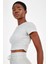 SlimFit Kadın Bisiklet Yaka Kısa Kol Gri Melanj Crop Top 18997 4