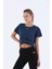Comfort Kadın Bisiklet Yaka Kısa Kol Navymelanj Crop Top 20868 4