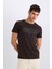 %100 Pamuk Slim Fit Dar Kesim Bisiklet Yaka Baskılı Kısa Kollu Tişört E0577AX25SM 3