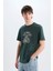 %100 Pamuk Regular Fit Bisiklet Yaka Baskılı Kısa Kollu Tişört E3788AX25SM 3