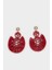 Kadın Bordo Hasır Detaylı Küpe F0852AXNS 3