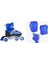 Mavi Ayarlanabilir 2+1+1 Alıştırma Işıklı Çocuk Pateni Çantalı- Dizlik Dirseklik Set 1