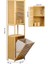 Bambu Kirli Sepetli 1 Raflı Kapaklı Banyo Dolabı Banyo Düzenleyici Çamaşır Sepeti Organizer DB-0010 4