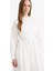 Relax Fit Bisiklet Yaka Kuşaklı Poplin Uzun Kollu Maxi Tesettür Elbise F1382AX25SM 5