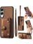 Samsung Galaxy S25 Edge Retro Pu Deri Arka Kapak Kart Tutucu ve Bileklik Ayaklığı ile (Yurt Dışından) 1
