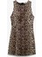 Kolsuz Slim Fit A Kesim Bisiklet Yaka Leopar Desenli Mini Elbise 3