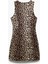 Kolsuz Slim Fit A Kesim Bisiklet Yaka Leopar Desenli Mini Elbise 4