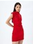 Dik Yaka Kolsuz Slim Fit Drapeli Mini Elbise 2