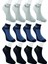 12 Çift Pamuklu Erkek Yazlık Spor Bilek Çorap Siyah Gri Lacivert 1