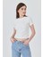 Beyaz Inci Kurdele Işlemeli Crop Slim Fit Tişört 2229 3