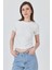 Beyaz Inci Kurdele Işlemeli Crop Slim Fit Tişört 2229 4