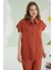 Kiremit Hole Önden Düğmeli Pijama Takımı 3