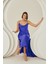 Saks Mavi Silky Saten Uzun Tek Gecelik 1