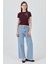 Bordo Inci Kurdele Işlemeli Crop Slim Fit Tişört 2229 3