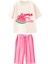 Kız Çocuk Pamuklu Karpuz Baskılı T-Shirt ve Pembe Çizgili Pantolon Takım 1